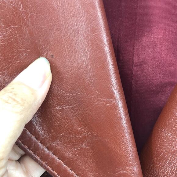 Vintage Sheep Mates leather jacket suede elbow patches maroon 70s size S - Picture 2 of 7